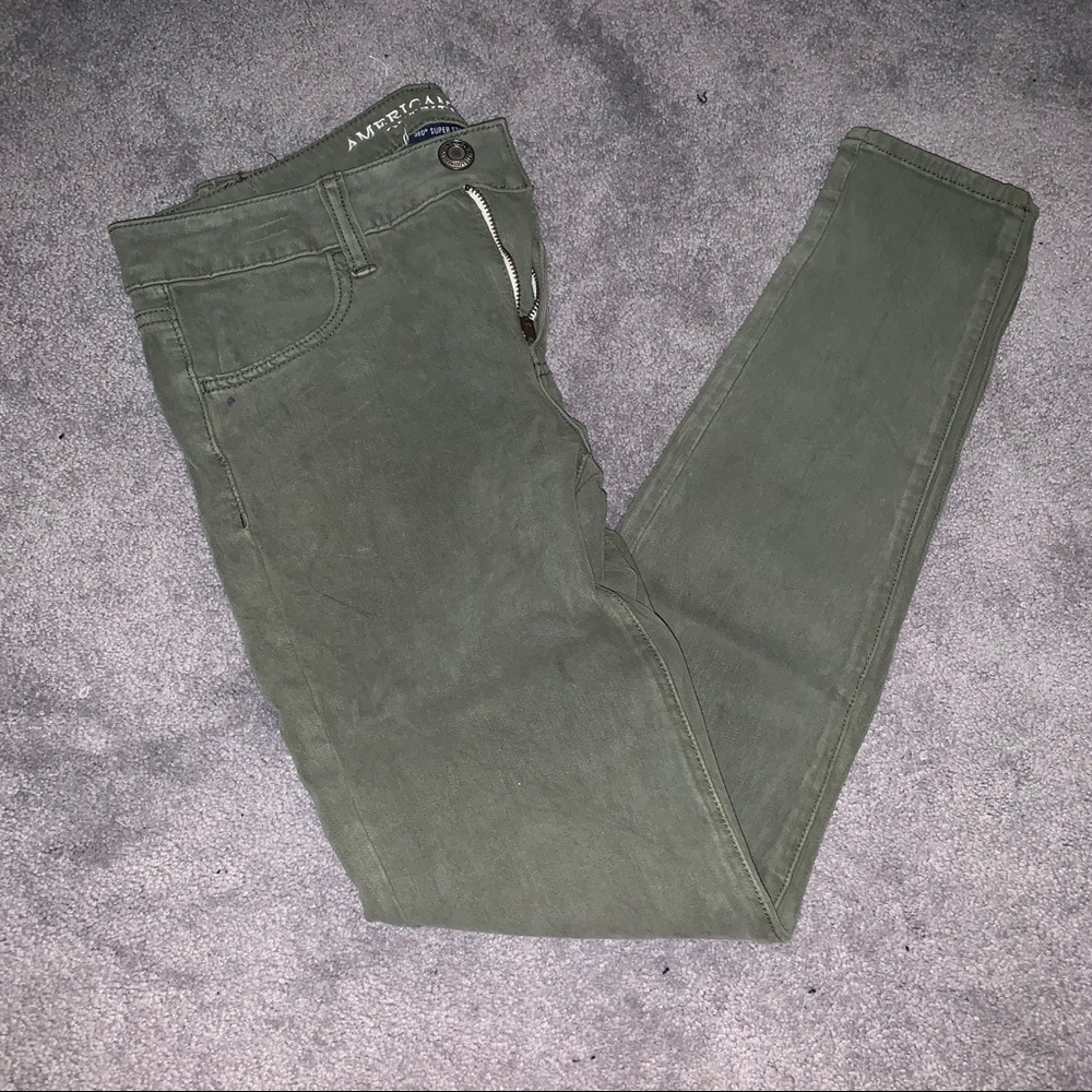 Olive skinny jeans